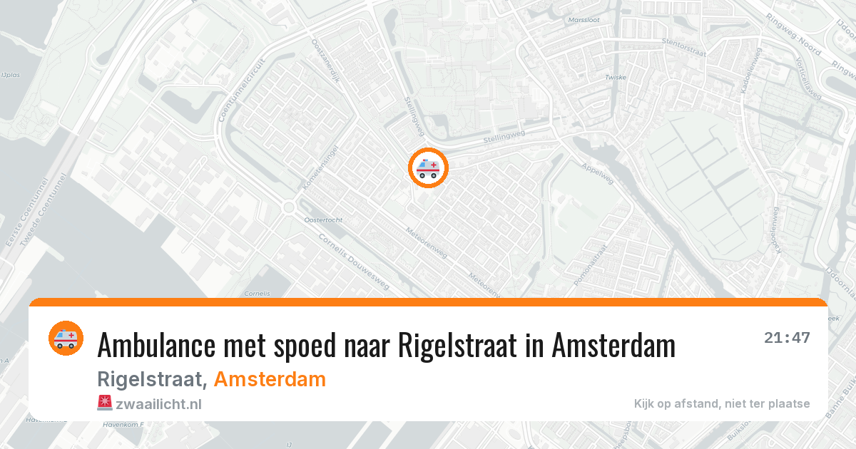 Ambulance met spoed naar Rigelstraat in Amsterdam — 20 jun 2026