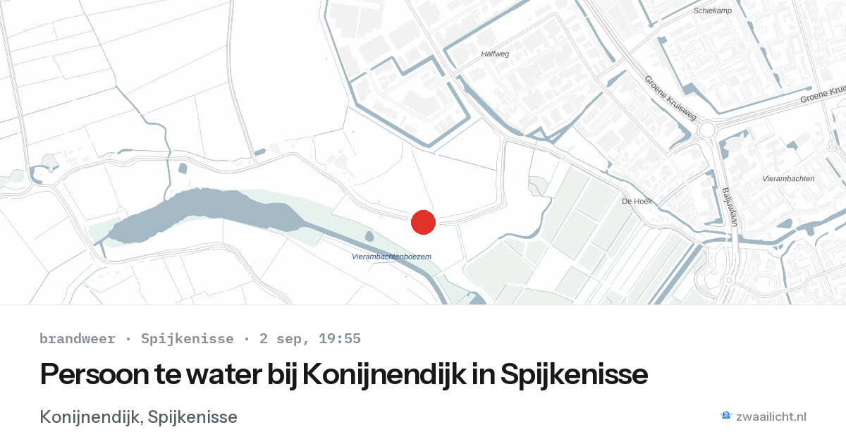 Persoon te water bij Konijnendijk in Spijkenisse — 2 sep 2026
