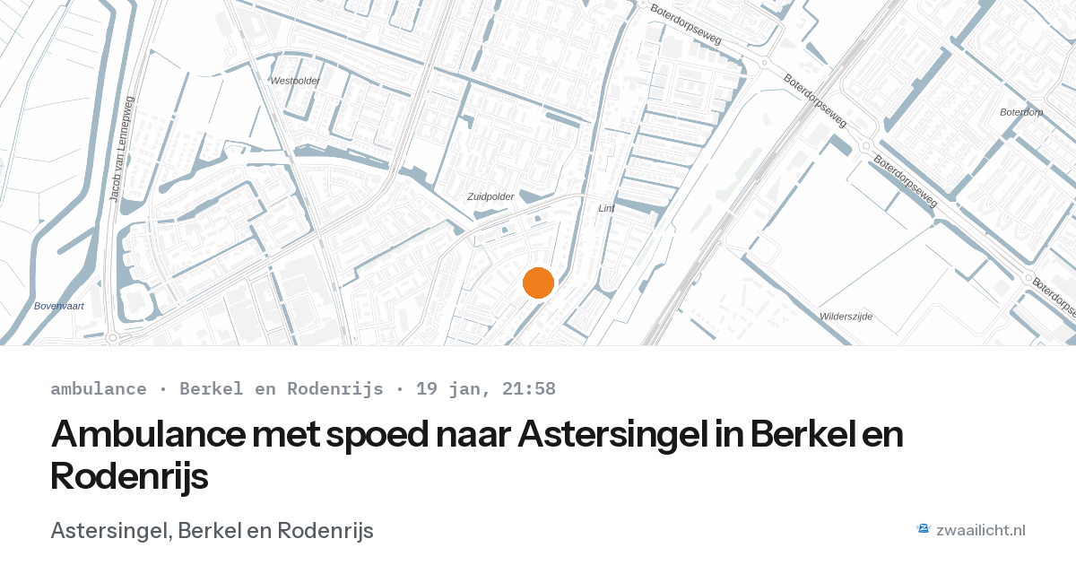 Ambulance met spoed naar Astersingel in Berkel en Rodenrijs — 19 jan 2026