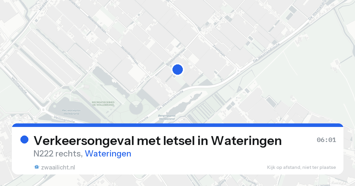 Verkeersongeval met letsel in Wateringen — 22 aug 2026
