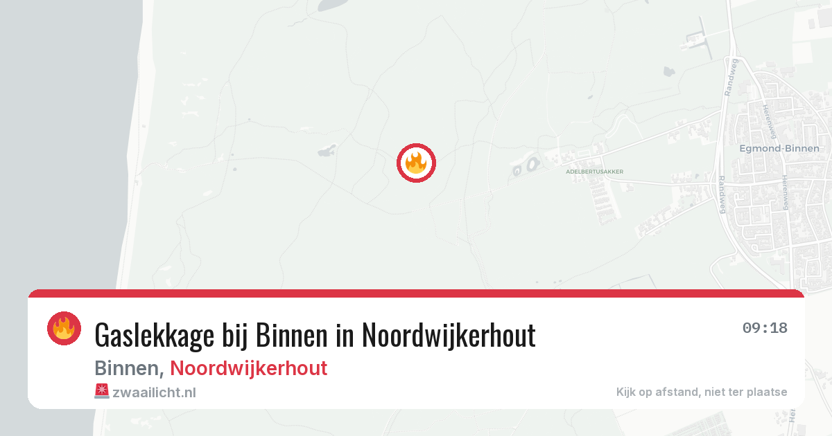 Gaslekkage bij Binnen in Noordwijkerhout — 12 aug 2026