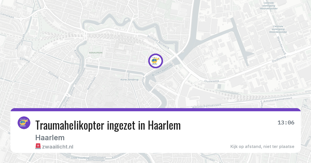 Traumahelikopter ingezet in Haarlem — 6 jul 2026 | 🚨 Zwaailicht.nl