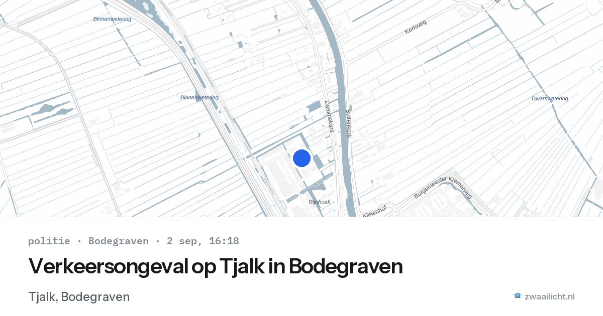 Verkeersongeval op Tjalk in Bodegraven — 2 sep 2026