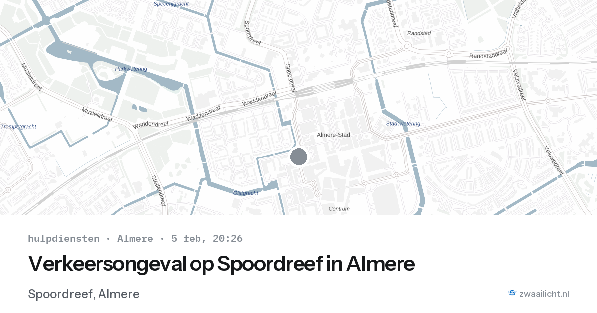 Verkeersongeval op Spoordreef in Almere — 5 feb 2026