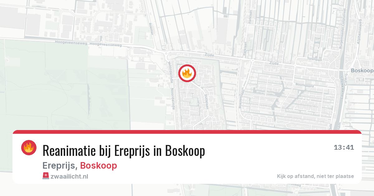 Reanimatie bij Ereprijs in Boskoop — 9 jun 2026