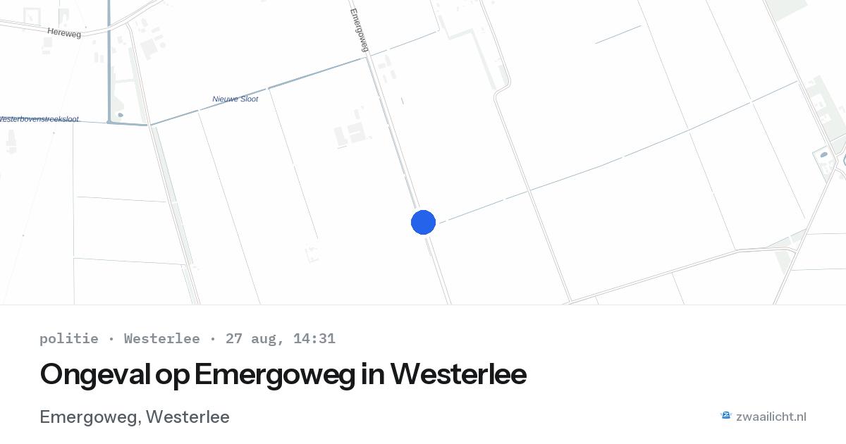 Ongeval op Emergoweg in Westerlee — 27 aug 2026