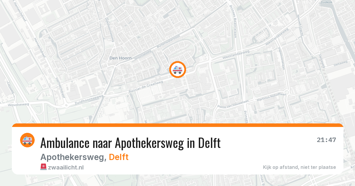 Ambulance naar Apothekersweg in Delft — 28 jun 2026