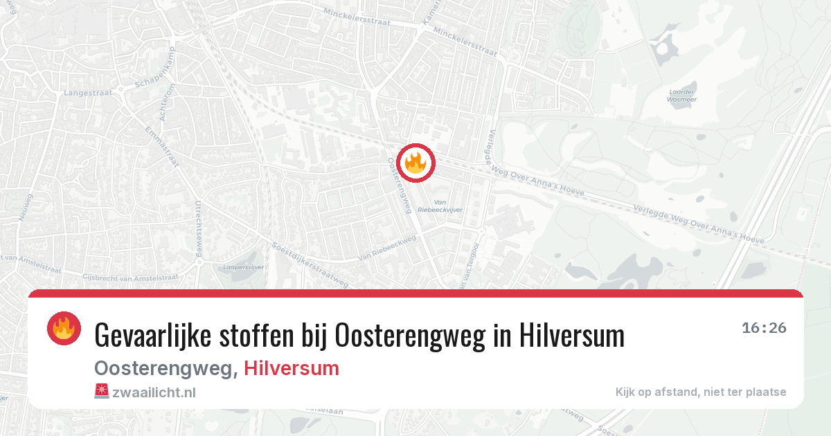 Gevaarlijke stoffen bij Oosterengweg in Hilversum — 8 jul 2026