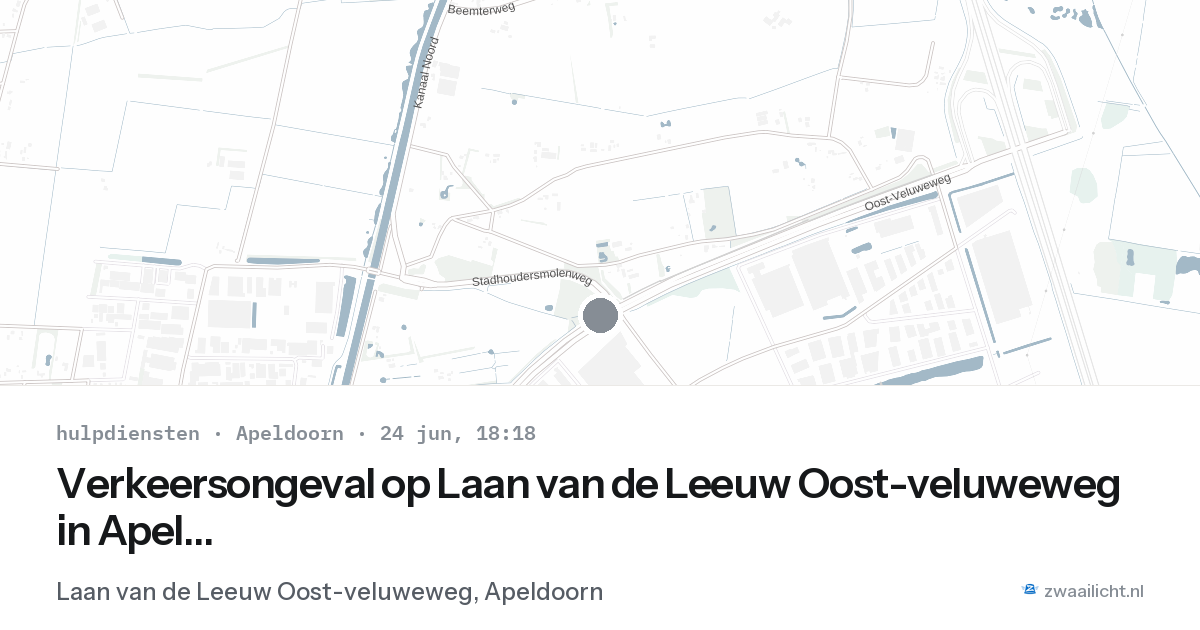 Verkeersongeval op Laan van de Leeuw Oost-veluweweg in Apeldoorn — 24 jun 2026