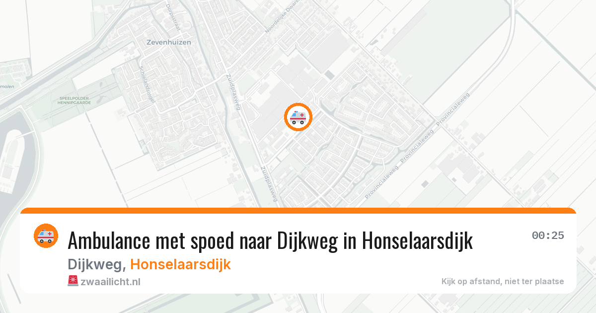 Ambulance met spoed naar Dijkweg in Honselaarsdijk — 17 mei 2026
