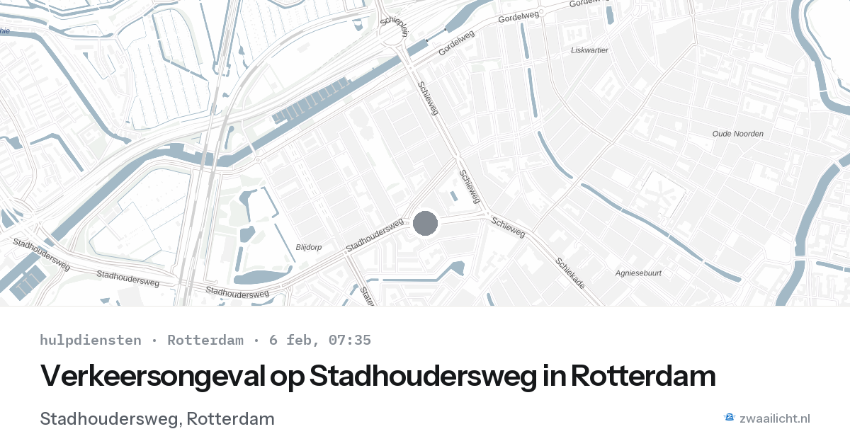 Verkeersongeval op Stadhoudersweg in Rotterdam — 6 feb 2026
