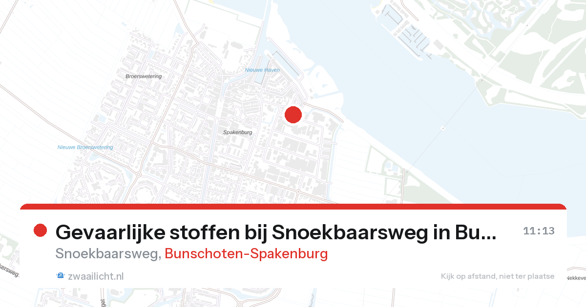 Gevaarlijke stoffen bij Snoekbaarsweg in Bunschoten-Spakenburg — 27 aug 2026