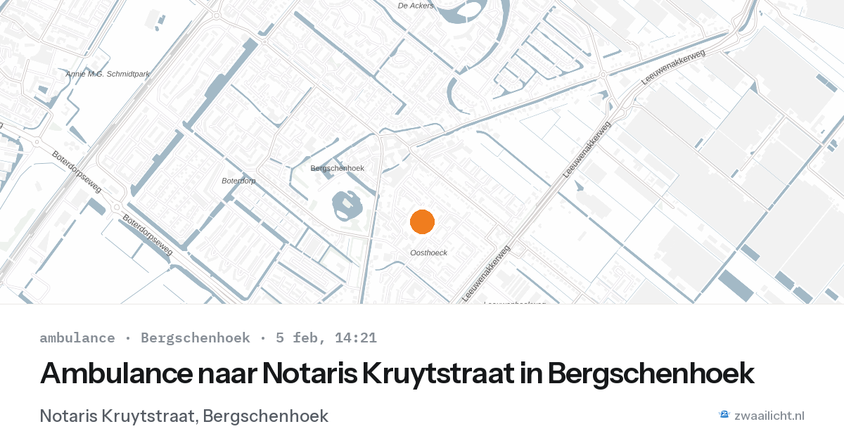 Ambulance naar Notaris Kruytstraat in Bergschenhoek — 5 feb 2026