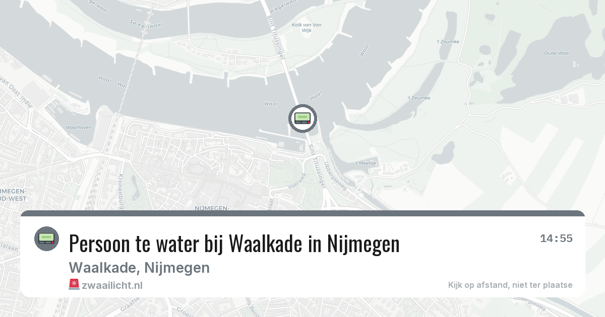 Persoon te water bij Waalkade in Nijmegen — 3 aug 2026