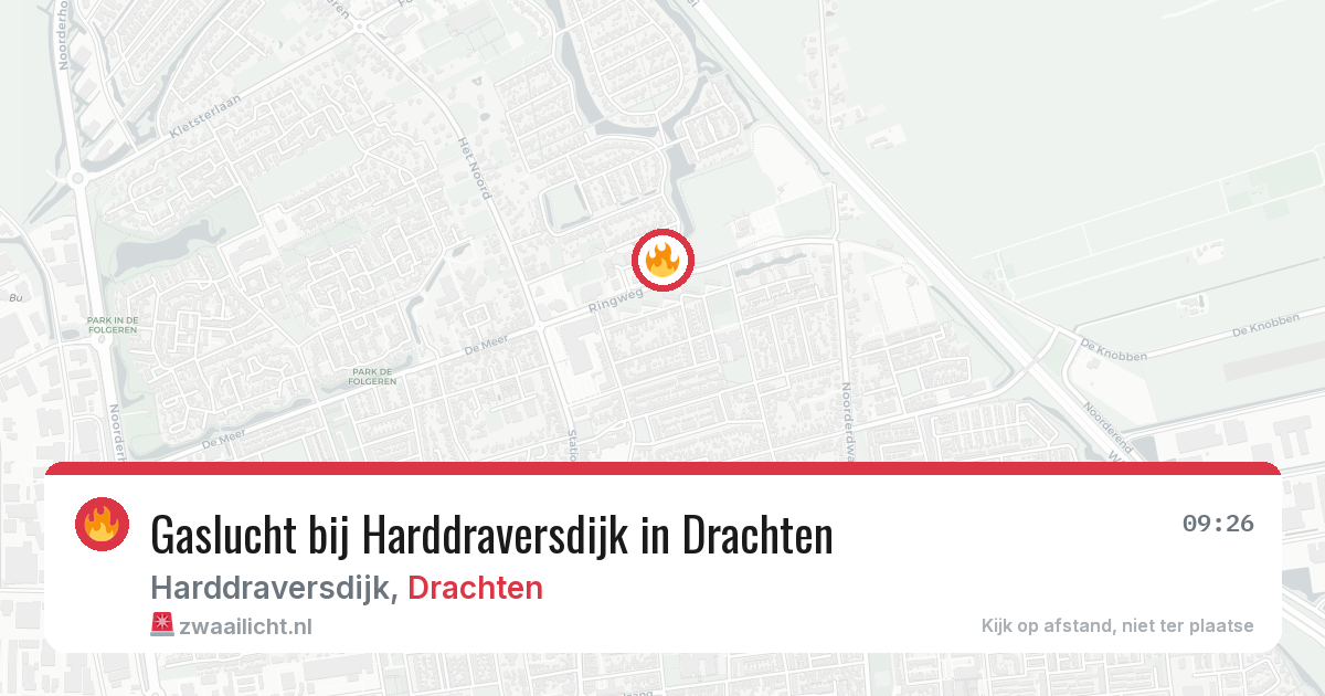 Gaslucht bij Harddraversdijk in Drachten — 3 jun 2026