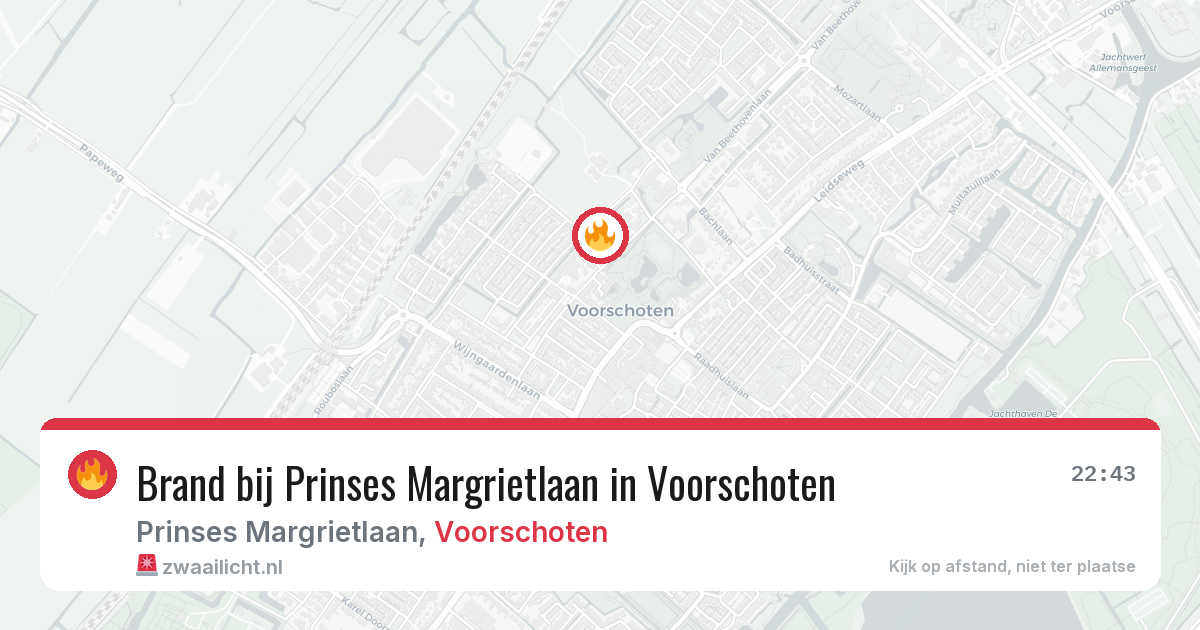 Brand bij Prinses Margrietlaan in Voorschoten — 29 mrt 2026