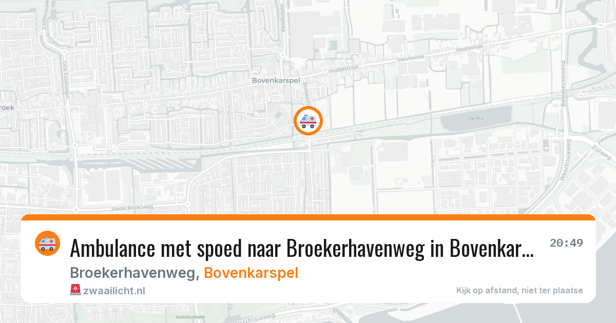 Ambulance met spoed naar Broekerhavenweg in Bovenkarspel — 27 jul 2026