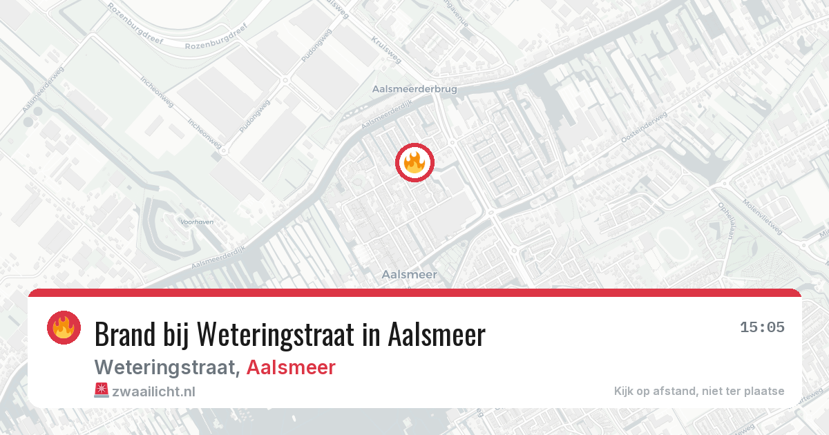 Brand bij Weteringstraat in Aalsmeer — 19 jun 2026