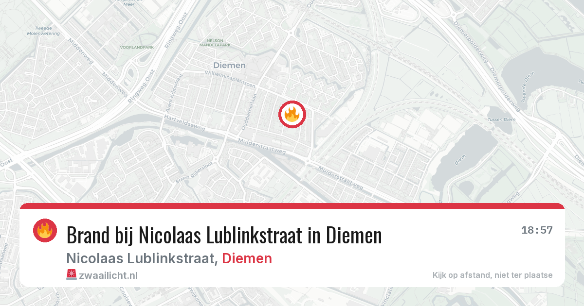 Brand bij Nicolaas Lublinkstraat in Diemen — 5 mei 2026