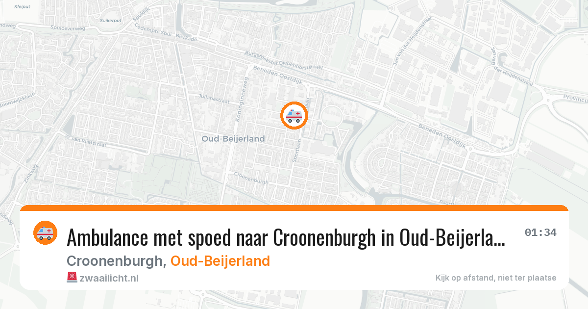 Ambulance met spoed naar Croonenburgh in Oud-Beijerland — 1 aug 2026