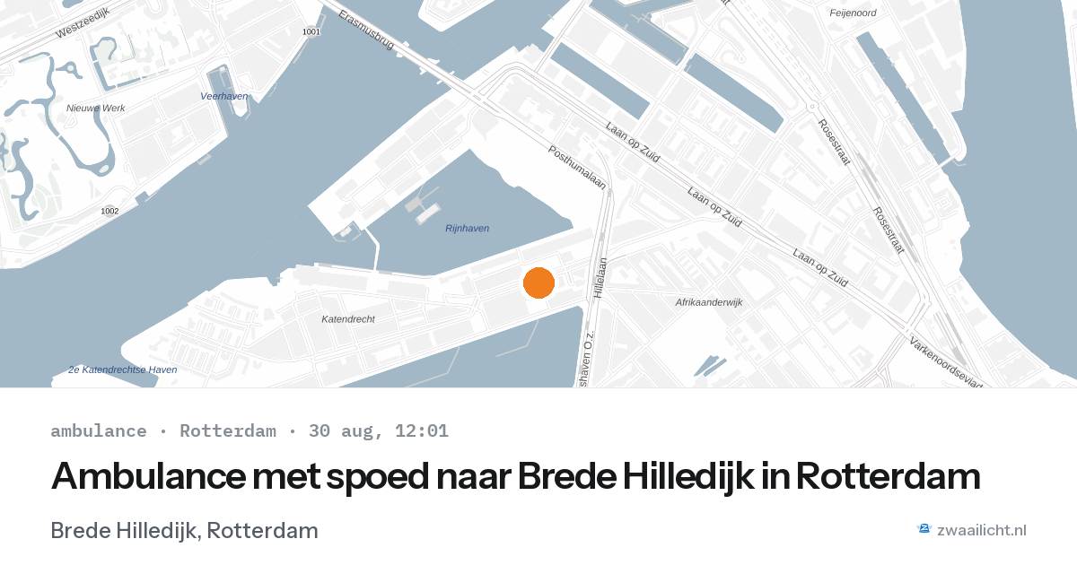 Ambulance met spoed naar Brede Hilledijk in Rotterdam — 30 aug 2026