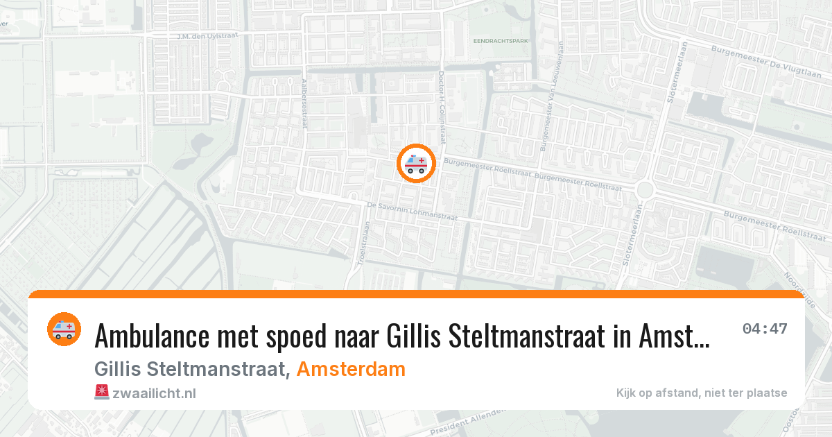 Ambulance met spoed naar Gillis Steltmanstraat in Amsterdam — 6 aug 2026