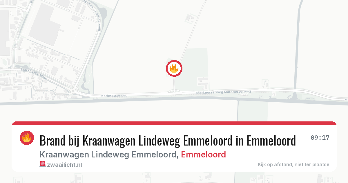 Brand bij Kraanwagen Lindeweg Emmeloord in Emmeloord — 6 aug 2026