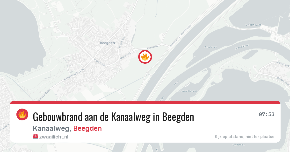 Gebouwbrand aan de Kanaalweg in Beegden — 8 jul 2026