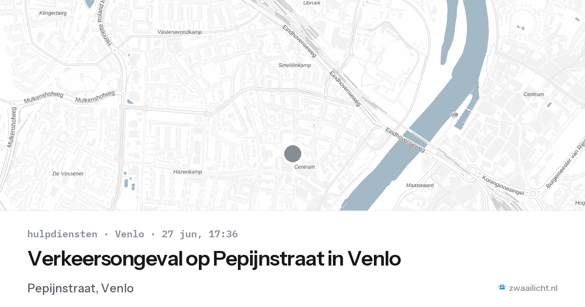 Verkeersongeval op Pepijnstraat in Venlo — 27 jun 2026