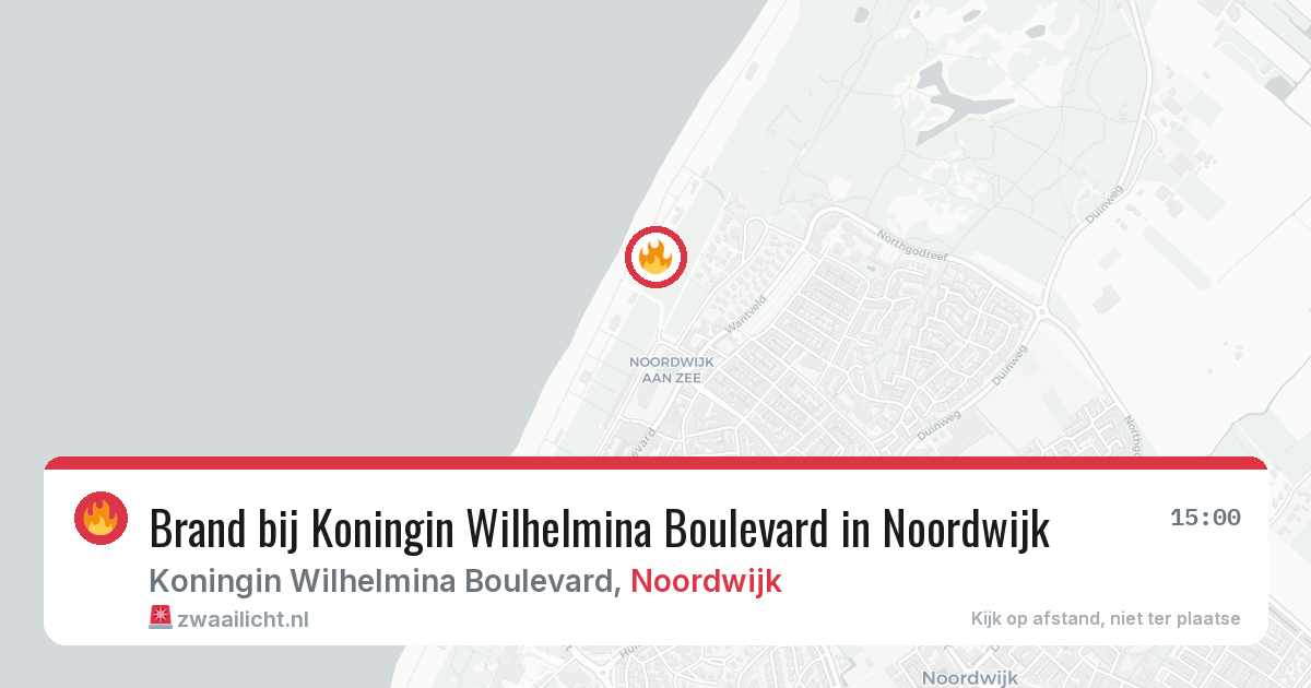 Brand bij Koningin Wilhelmina Boulevard in Noordwijk — 6 aug 2026