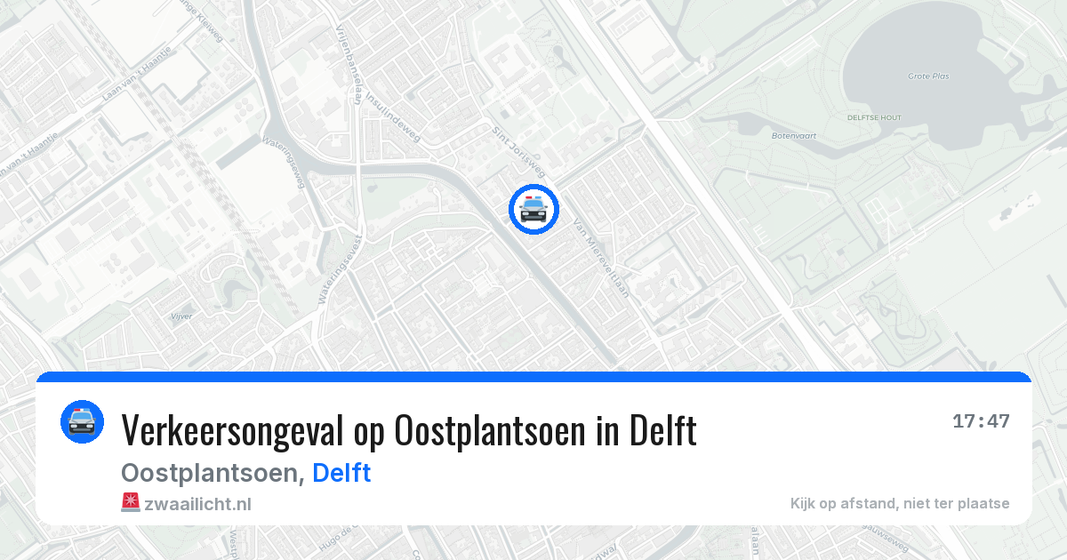Verkeersongeval op Oostplantsoen in Delft — 12 aug 2026
