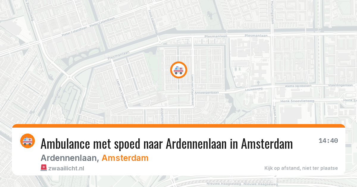 Ambulance met spoed naar Ardennenlaan in Amsterdam — 6 aug 2026