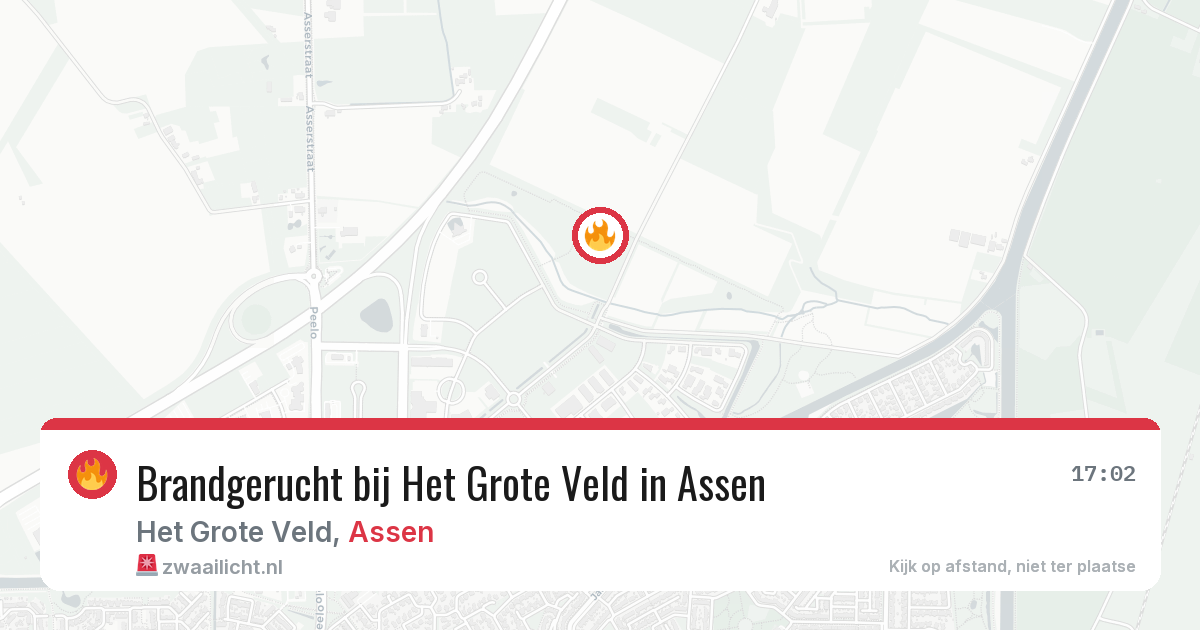 Brandgerucht bij Het Grote Veld in Assen — 6 aug 2026
