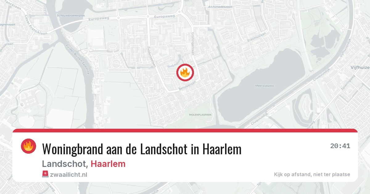 Woningbrand aan de Landschot in Haarlem — 9 aug 2026
