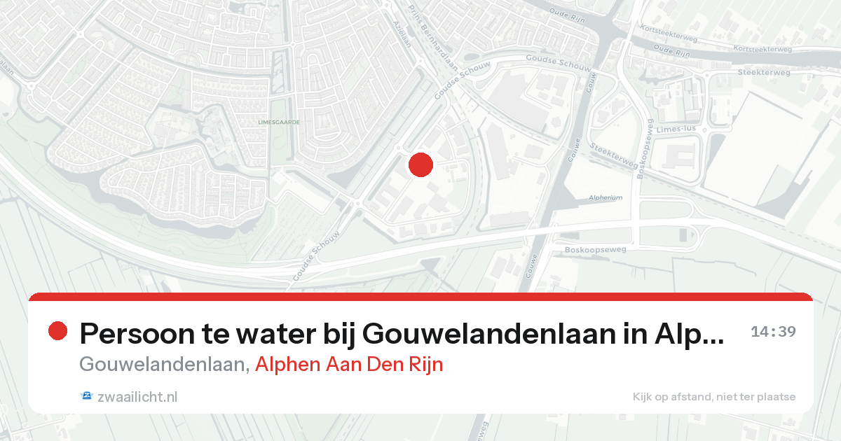 Persoon te water bij Gouwelandenlaan in Alphen Aan Den Rijn — 18 aug 2026
