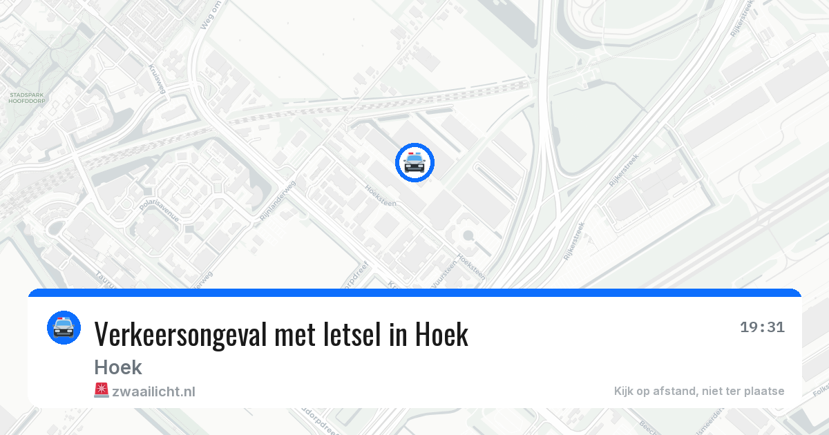Verkeersongeval met letsel in Hoek — 19 jul 2026