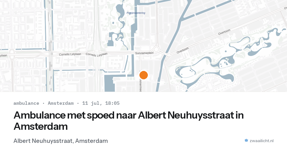 Ambulance met spoed naar Albert Neuhuysstraat in Amsterdam — 11 jul 2026