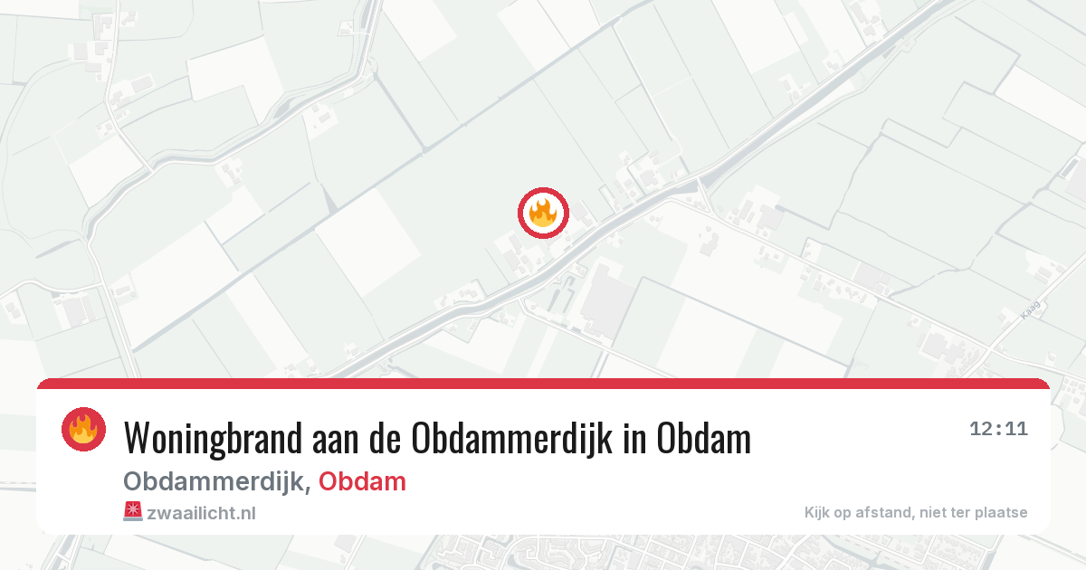 Woningbrand aan de Obdammerdijk in Obdam — 10 mei 2026