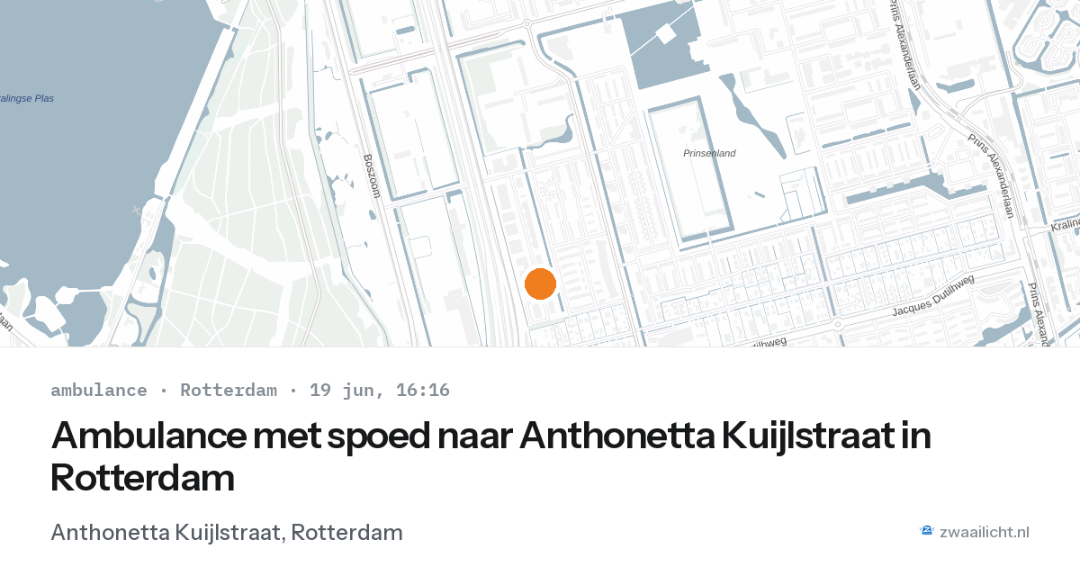 Ambulance met spoed naar Anthonetta Kuijlstraat in Rotterdam — 19 jun 2026