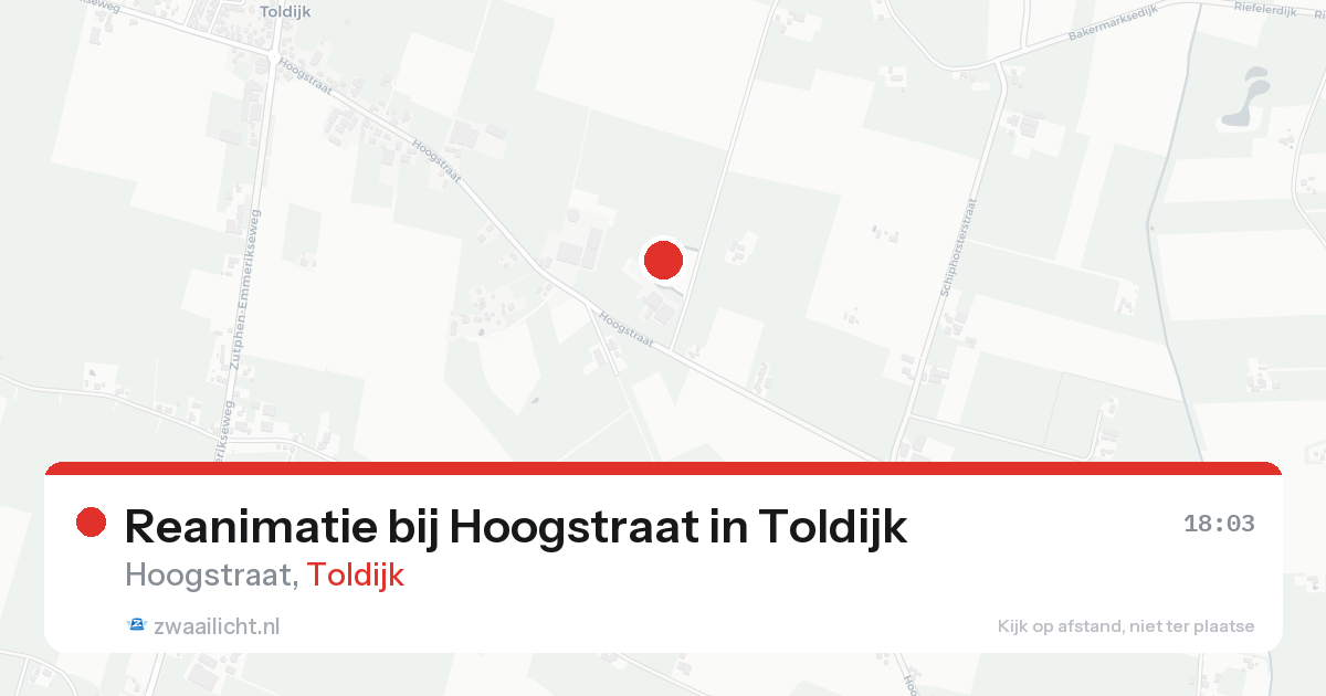 Reanimatie bij Hoogstraat in Toldijk — 20 aug 2026