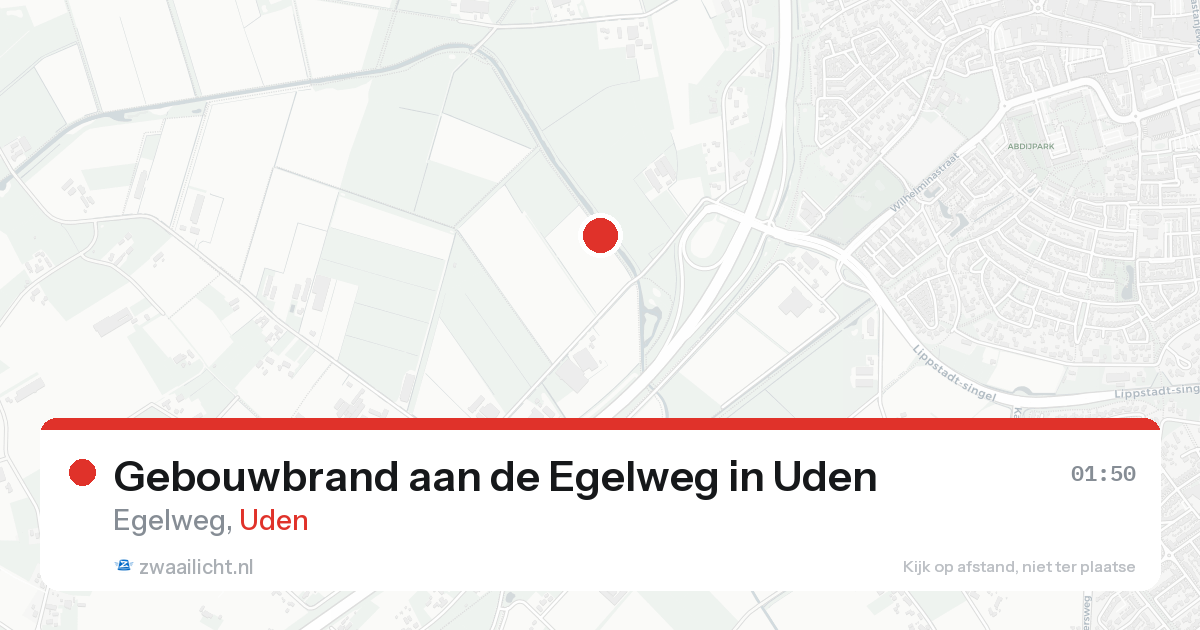 Gebouwbrand aan de Egelweg in Uden — 17 aug 2026