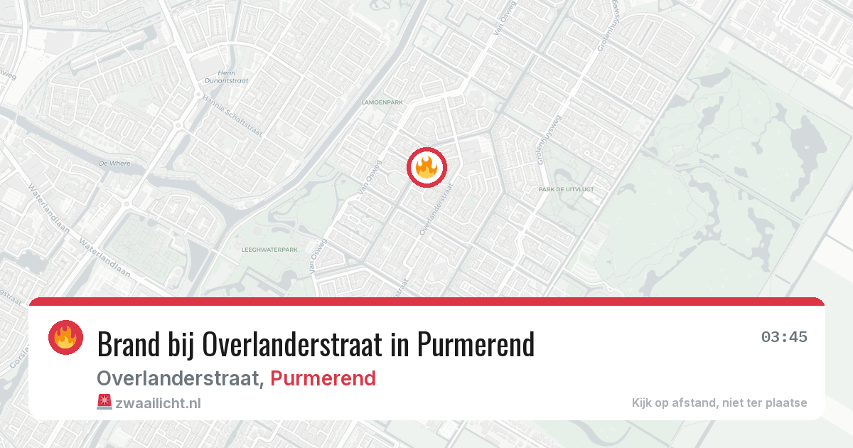 Brand bij Overlanderstraat in Purmerend — 28 jun 2026