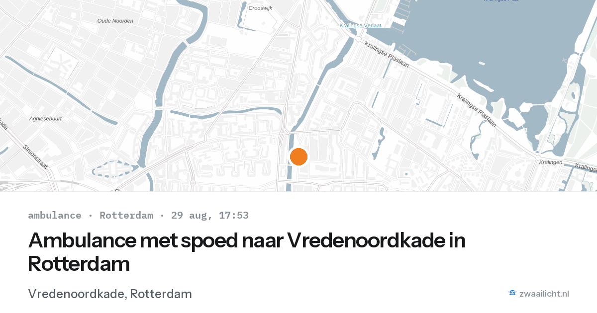Ambulance met spoed naar Vredenoordkade in Rotterdam — 29 aug 2026