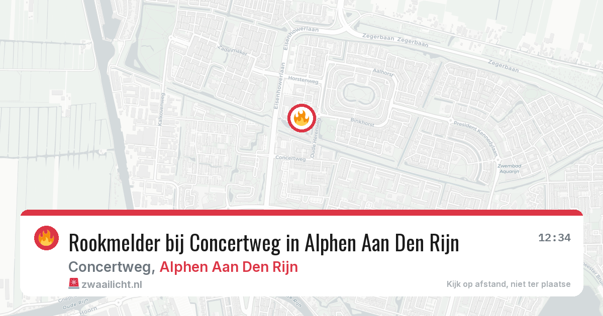Rookmelder bij Concertweg in Alphen Aan Den Rijn — 13 aug 2026