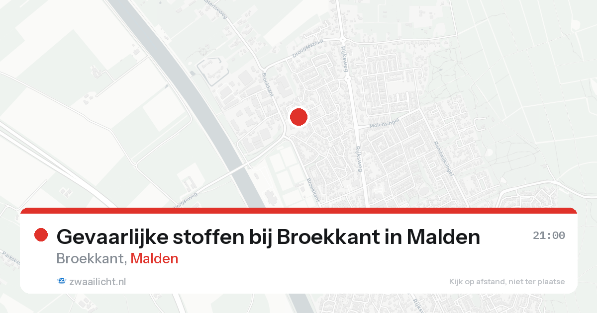 Gevaarlijke stoffen bij Broekkant in Malden — 18 aug 2026