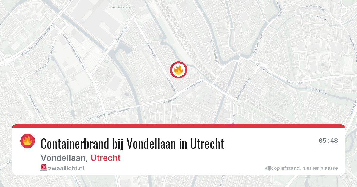 Containerbrand bij Vondellaan in Utrecht — 29 jul 2026