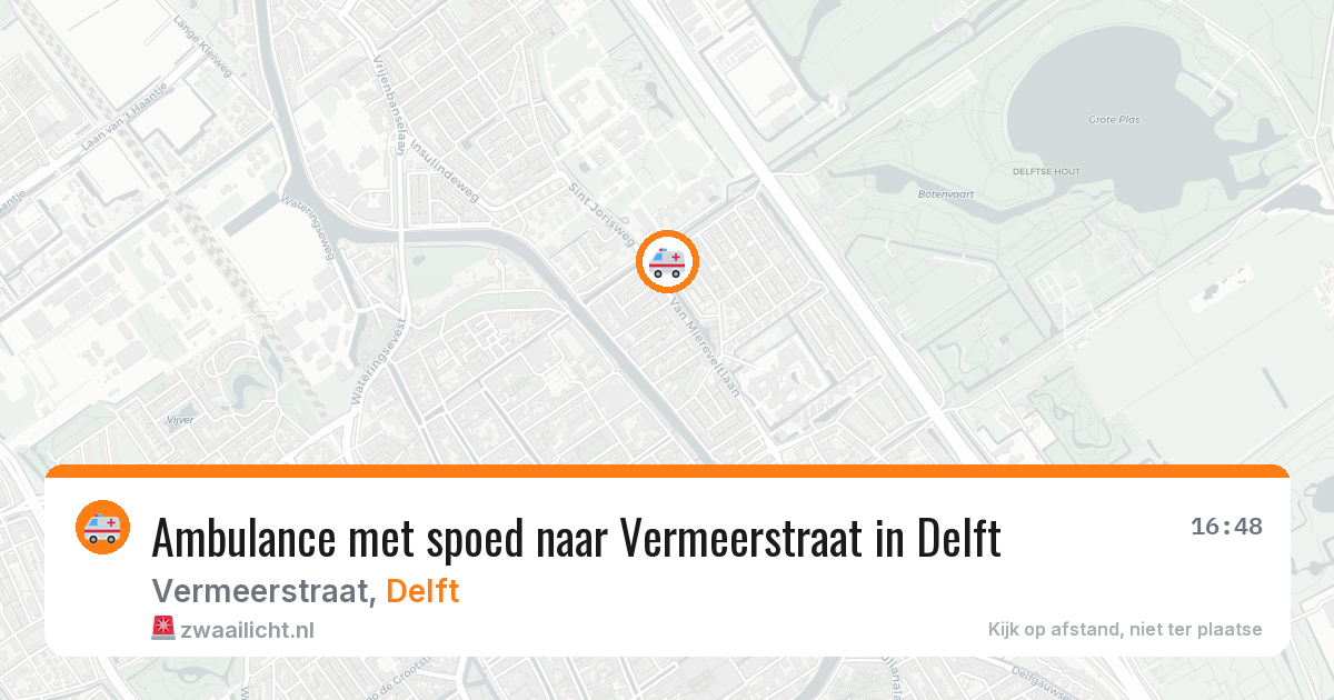 Ambulance met spoed naar Vermeerstraat in Delft — 3 aug 2026