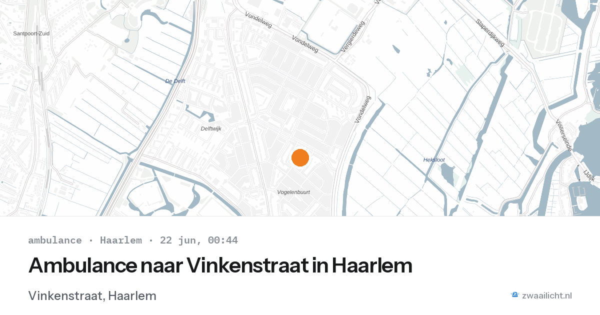 Ambulance naar Vinkenstraat in Haarlem — 21 jun 2026