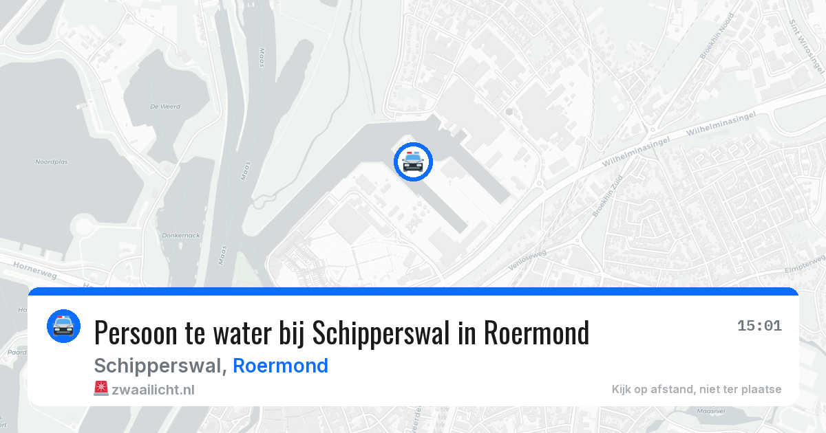 Persoon te water bij Schipperswal in Roermond — 10 mei 2026