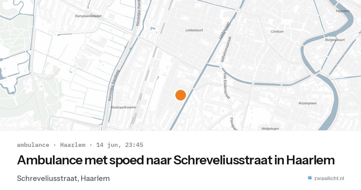 Ambulance met spoed naar Schreveliusstraat in Haarlem — 14 jun 2026